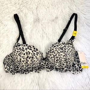Candie’s Off-white & Black Animal Print Cheetah Leopard Push Up Bra